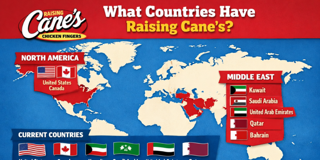 What countries have raising cane's?