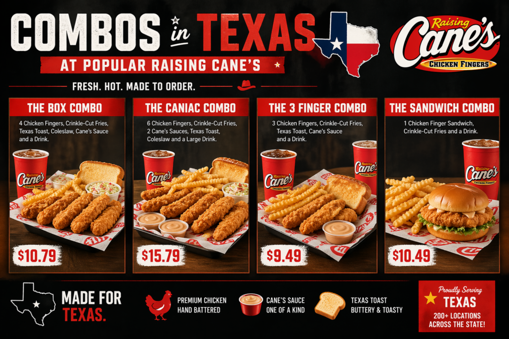 Combos in Texas at popular Raising Cane.