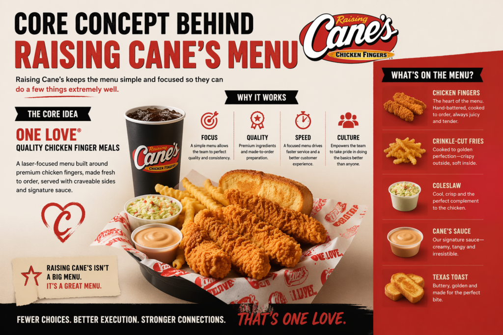 Core Concept Behind Raising Cane’s Menu