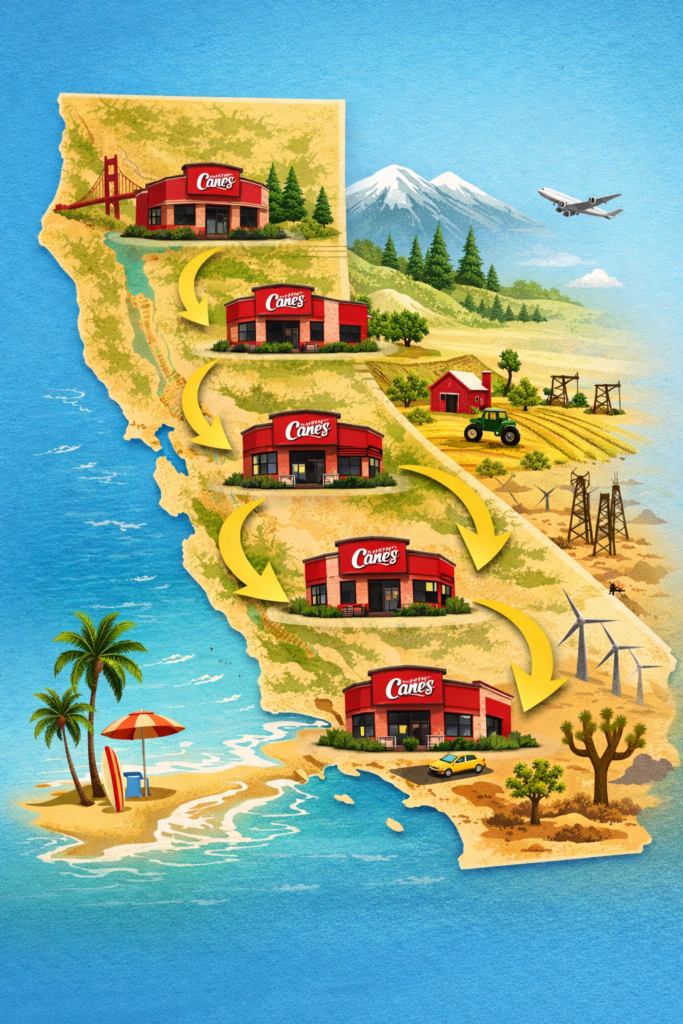 Growth of Raising Cane’s Across California Cities