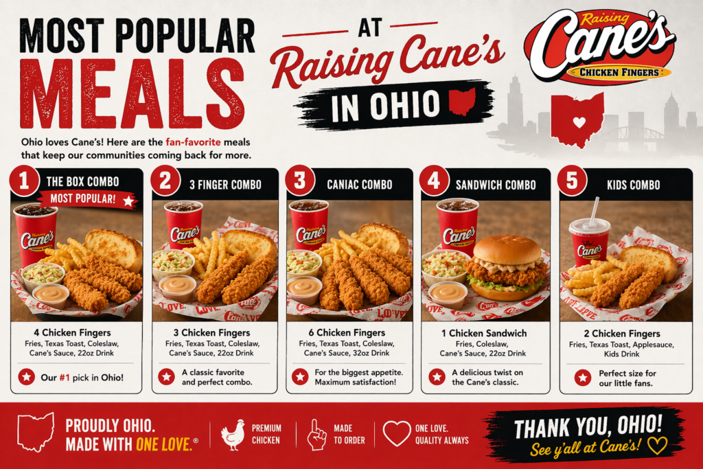 Most Popular Meals at Raising Cane’s in Ohio