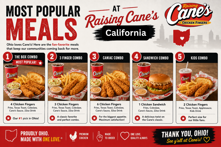 Popular Menu Items in California Locations